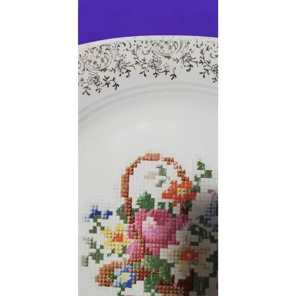 Salem China Company RAREVtg SERVING PLATTER Winner, SD Stamped Embroider Floral - Picture 7 of 9